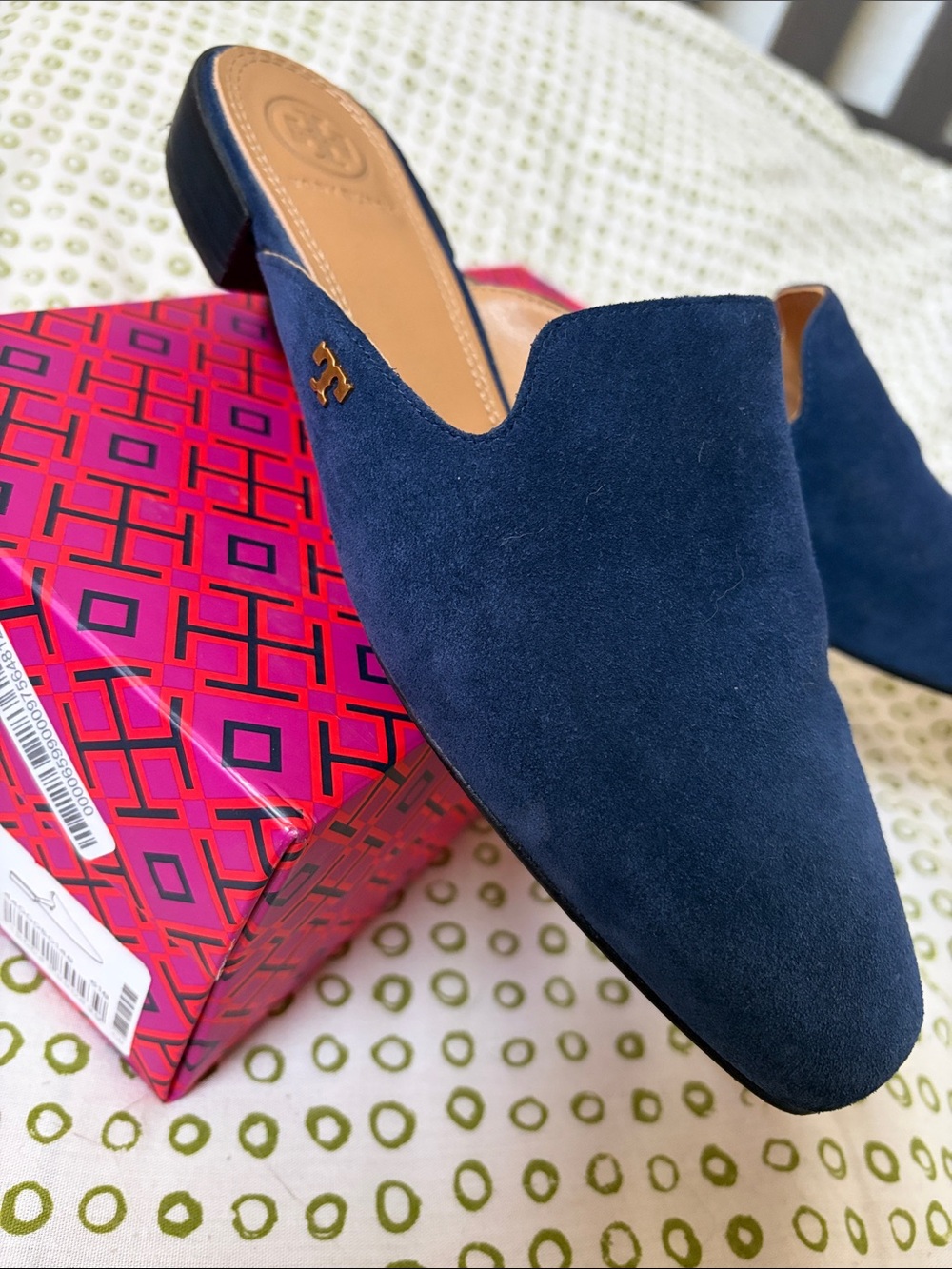 Tory Burch Carlotta Navy Suede Mule Slides - Picture 2 of 10
